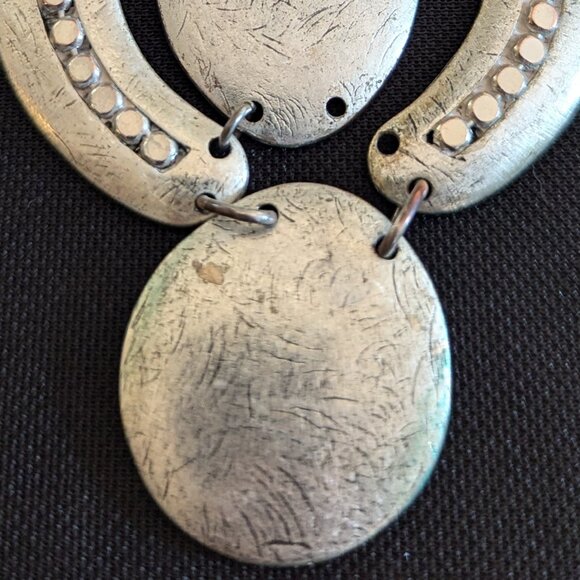 Chico's matte silver burnished metal statement necklace - Picture 2 of 4